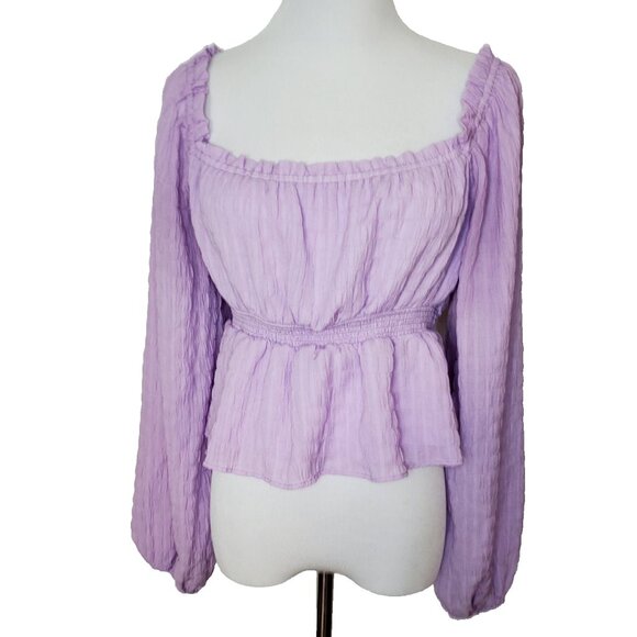 Lush Tops - Lush Size M Top Lavender Long Balloon Sleeves Peplum Fairy Cottage Core Coquette